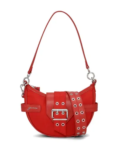 Ganni Recycled Nylon Crossbody Bag In Red