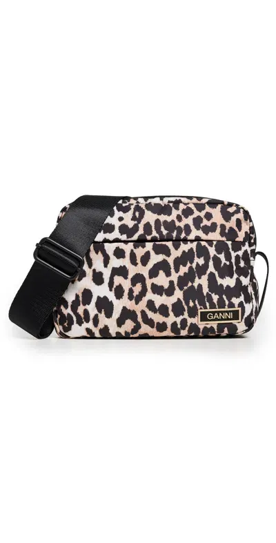 Ganni Recycled Tech Festival Bag Leopard In 943 Leopard