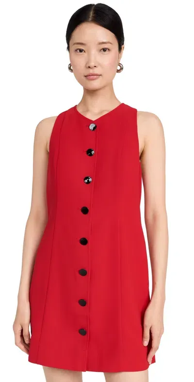 Ganni Twill Suiting Minidress In Red