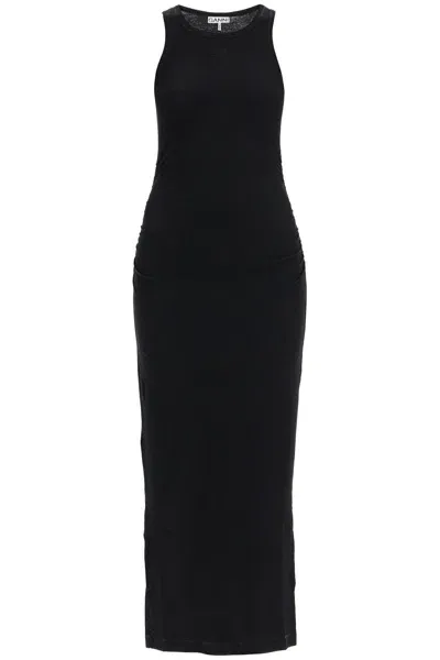 Ganni 'ribbed Jersey Midi Dress With Nine In Black