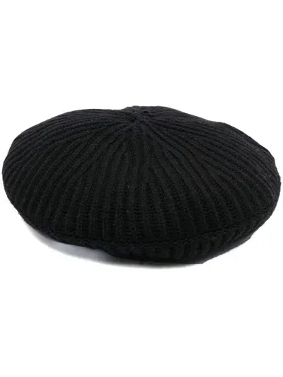 Ganni Ribbed Recycled Wool Bere In Black