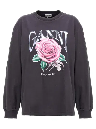 Ganni Rose T-shirt In Nude & Neutrals