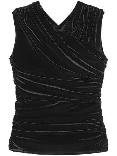 Ganni Ruched-detailing Top In Black