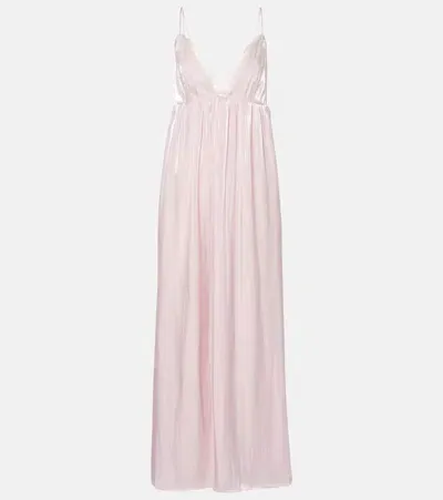 Ganni Satin Maxi Dress In Pink