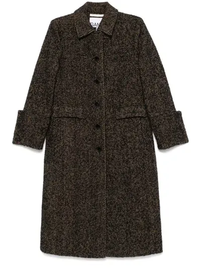 Ganni Shitake Coat In Black