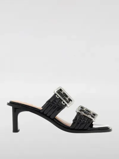 Ganni Belted Buckled Mules In Schwarz