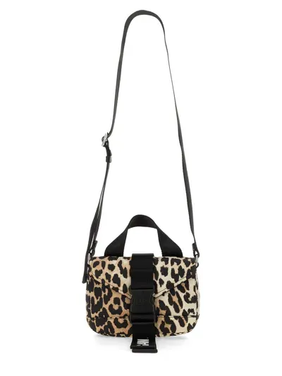 Ganni Shoulder Bag In Animalier