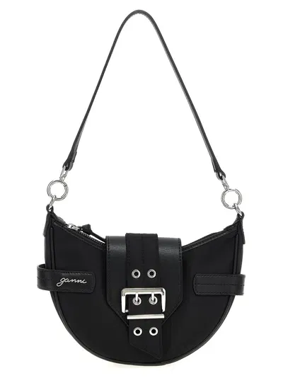 Ganni Small Bucky Crossbody Bags In Black