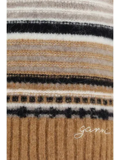 Ganni Soft Wool Stripe Vest In Brown