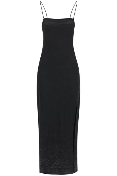 Ganni Spaghetti Strap Maxi Dress In Black