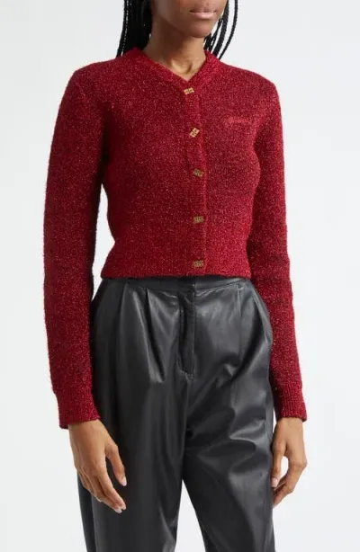 Ganni Sparkle Knit Cardigan In Racing Red