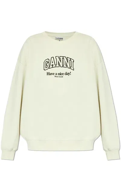 Ganni Sweatshirt With Logo In White