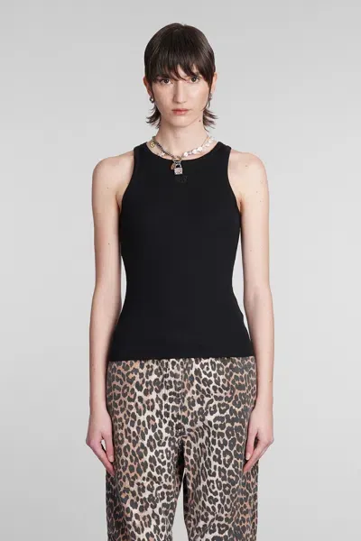 Ganni Tank Top In Black Cotton