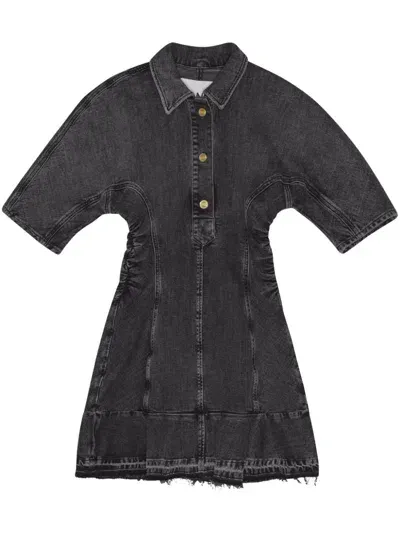 Ganni Tint-edge Denim Mini Dress In Schwarz