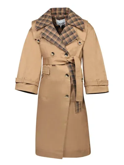 Ganni Trench Coats In Beige