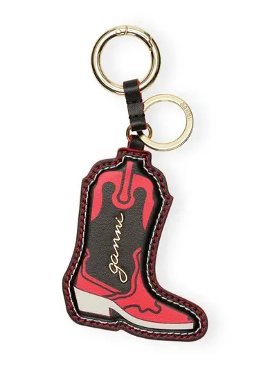 Ganni Western Boot Keyring In Red