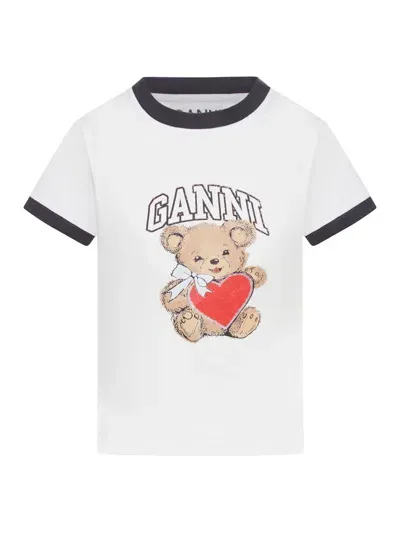 Ganni White Basic Jersey Bear T-shirt