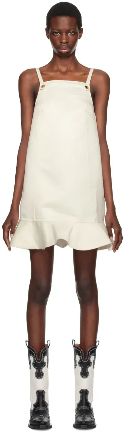 Ganni White Duchesse Minidress In 135 Egret