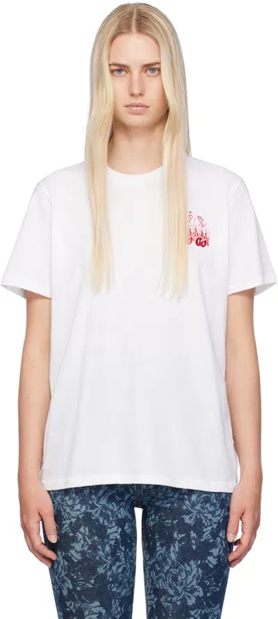 Ganni White 'gogo' T-shirt In 151 Bright White