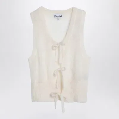 Ganni White Lace-up Vest In Neutrals