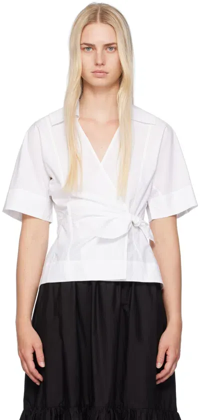 Ganni Wrap-design Blouse In 151 Bright White