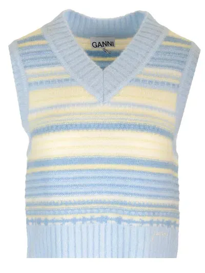 Ganni Wool Vest In Multicolor