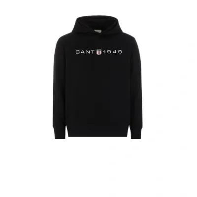 Gant Cotton Hoodie In 5 Black