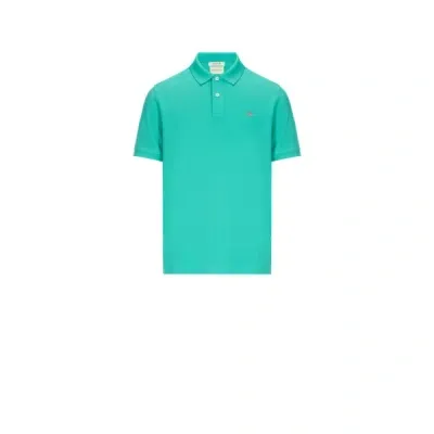 Gant Mens Regular Fit Short Sleeve Shield Logo Pique Polo In Blue