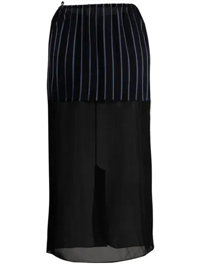 Gauchère Striped Sheer Midi Skirt In Blue