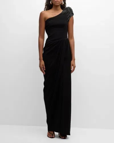 Gaurav Gupta Crystal One-shoulder Gown In Black