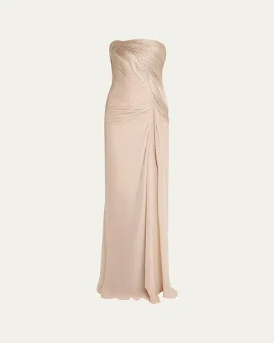 Gaurav Gupta The Draped Strapless Gown In Sand