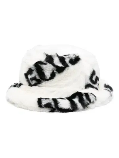 Gcds Faux-fur Bucket Hat In Off White