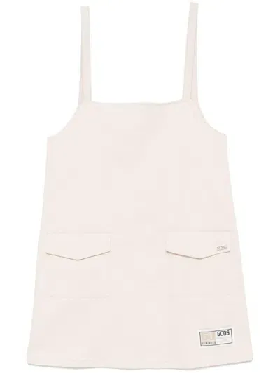 Gcds Gabardine Mini Dress In White