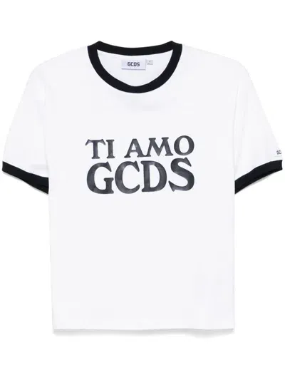 Gcds I Love You T-shirt Clothing In Beige