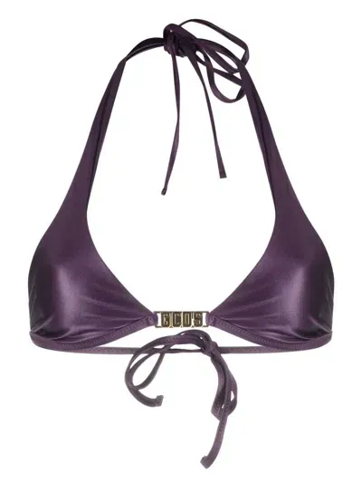 Gcds Logo-plaque Halterneck Bikini Top In Purple