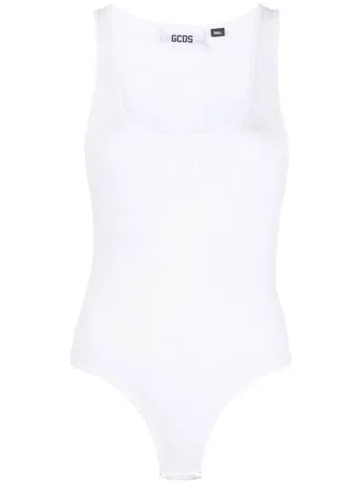 Gcds Logo-print Sleeveless Bodysuit In White