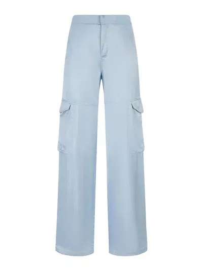 Gcds High-waisted Satin Cargo Trousers In Blue