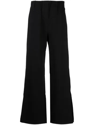 Gcds Wide-leg Cotton-jersey Trousers In Black