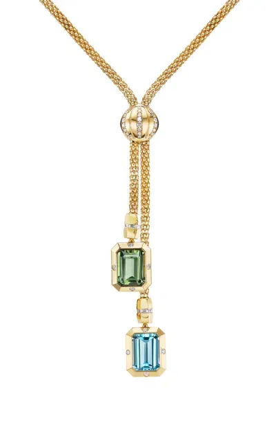 Gemella Jewels Stella Necklace With Blue Topaz And Green Amethyst Drops In Multi