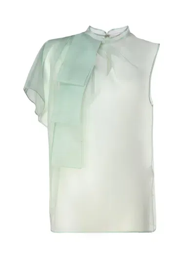 Genny Asimmetrical Top In Silk In Green