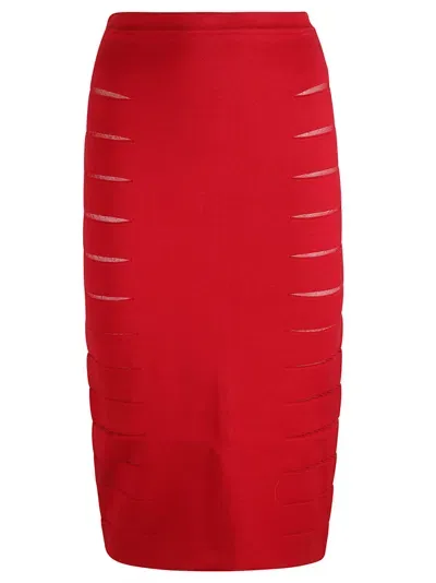 Genny Back Zip Skirt In Red