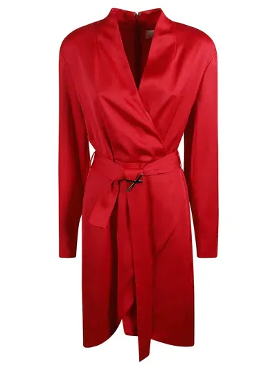 Genny Belted Wrap Coat In Red