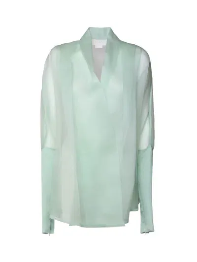 Genny Blouse With Transparent Details In Green