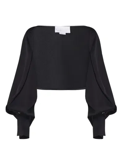 Genny Cropped Jacket With Wide Sleeves In Black