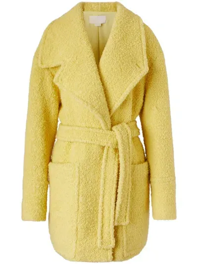 Genny Faux-shearling Peacoat In Yellow