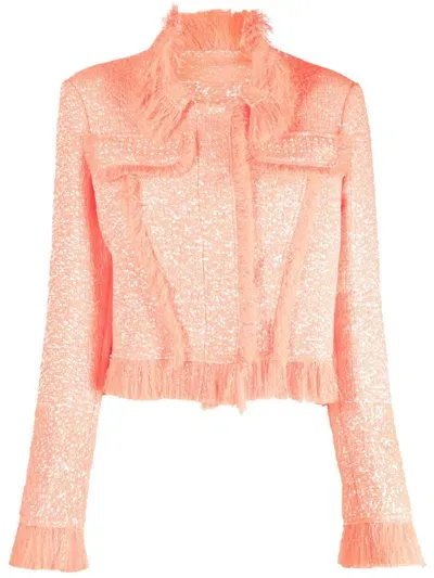 Genny Fringed-edge Single-breasted Jacket In Orange