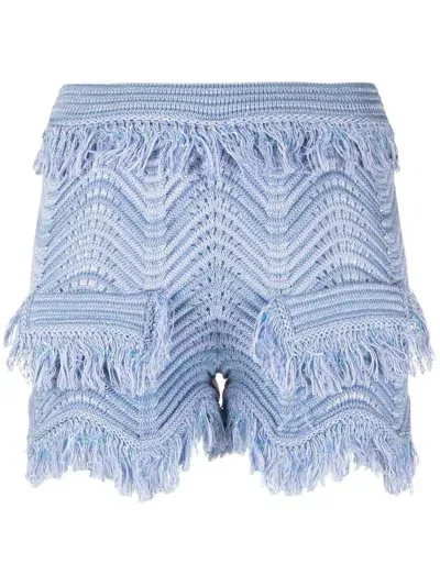 Genny Knitted Frayed Shorts In Purple