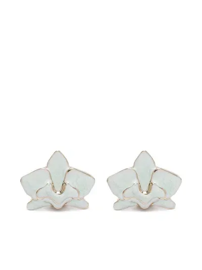 Genny Orchid-motif Earrings In Blue