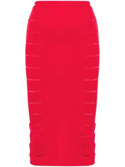 Genny Pencil Midi Skirt In Red