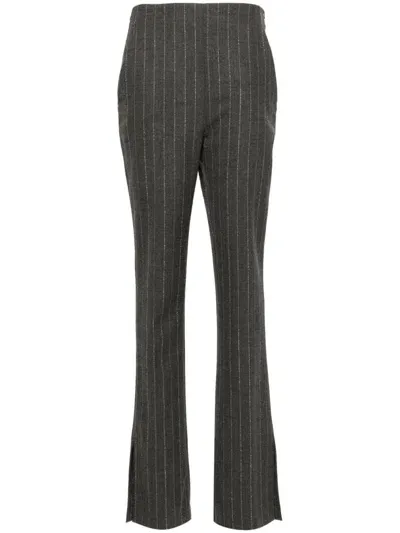 Genny Pinstripe Wool Trousers In Grey